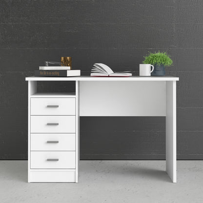function plus 4 drawer desk in white