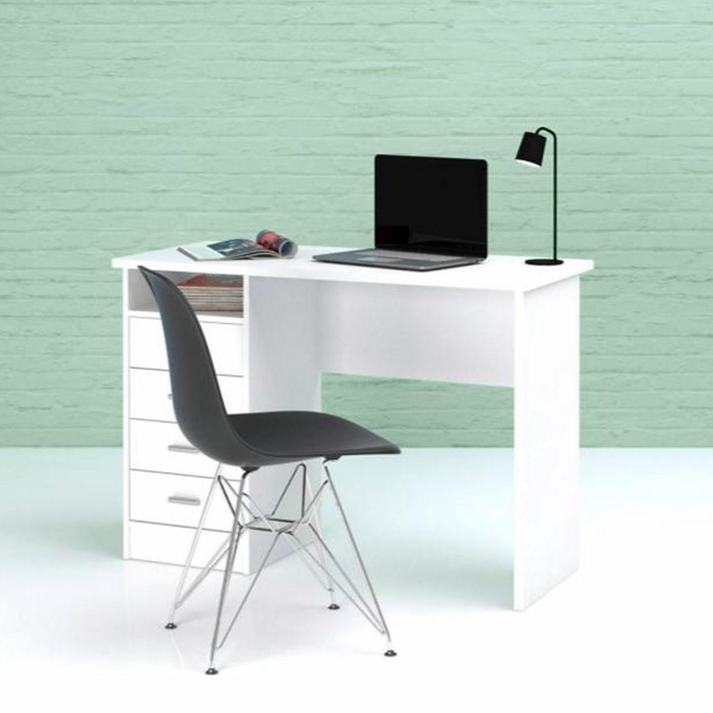 function plus 4 drawer desk in white