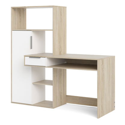 function plus desk multi functional desk with drawer and 1 door in white and oak