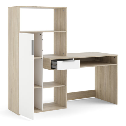 function plus desk multi functional desk with drawer and 1 door in white and oak