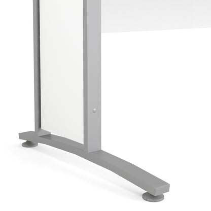 prima desk 150cm in white with silver grey steel legs
