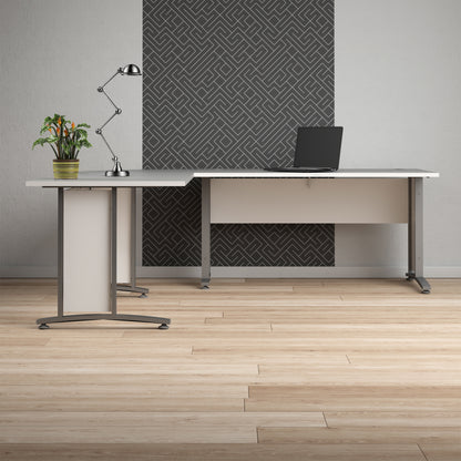 prima desk 150cm in white with silver grey steel legs