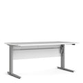 Prima desk 150cm in white with height adjustable legs with electric control in silver grey steel