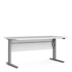 Prima desk 150cm in white with height adjustable legs with electric control in silver grey steel