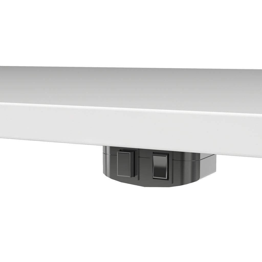 Prima desk 150cm in white with height adjustable legs with electric control in silver grey steel