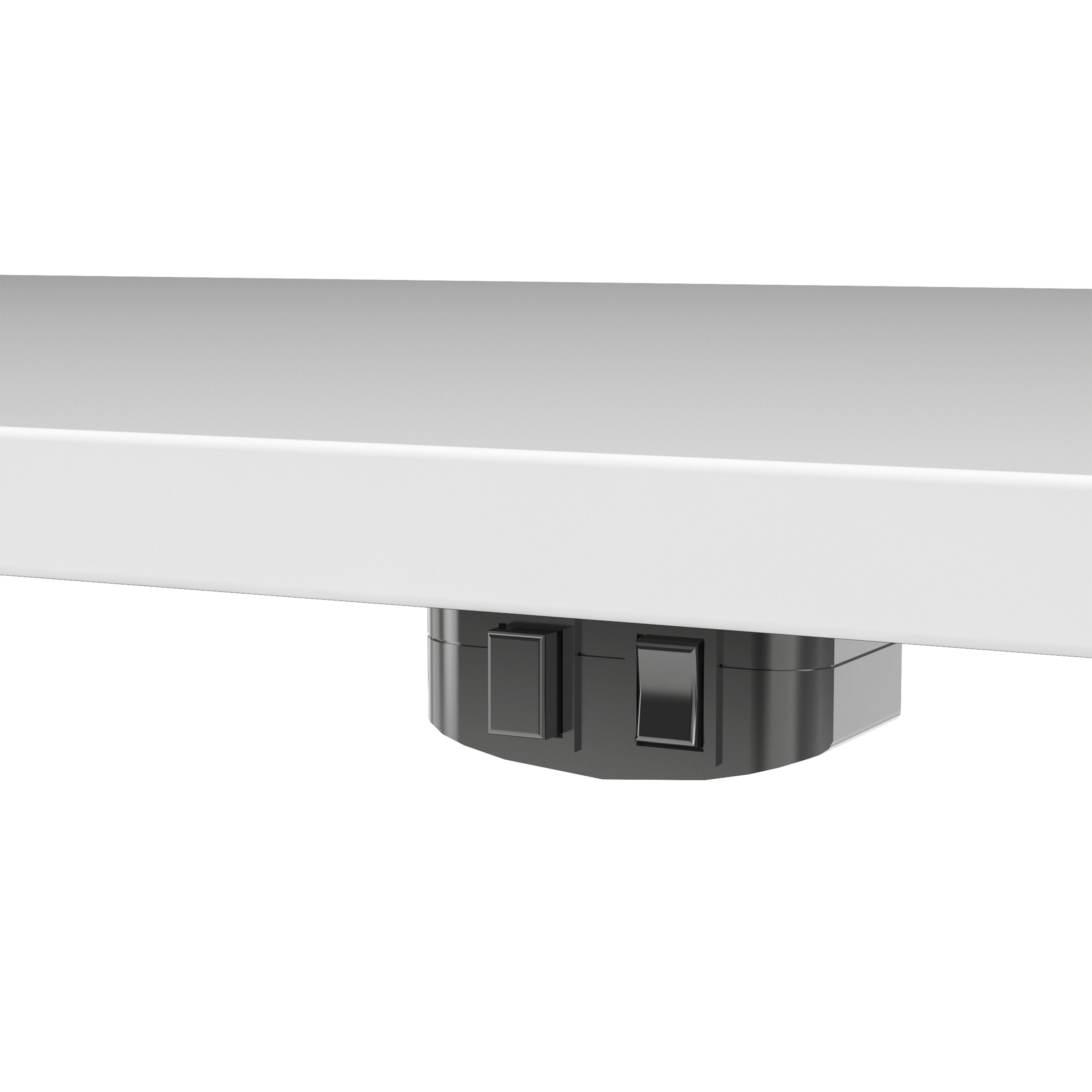 Prima desk 150cm in white with height adjustable legs with electric control in silver grey steel