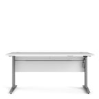 Prima desk 150cm in white with height adjustable legs with electric control in silver grey steel