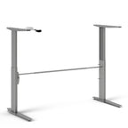 Prima desk 150cm in white with height adjustable legs with electric control in silver grey steel