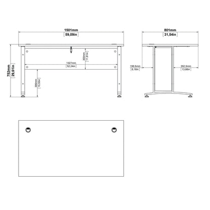 prima desk 150cm in white with white legs