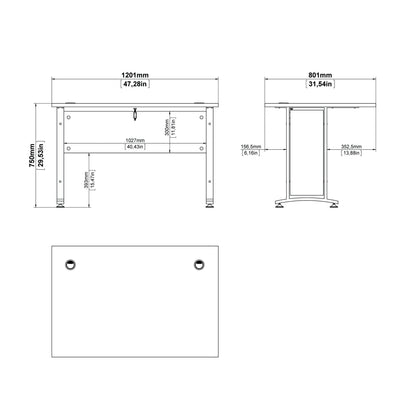 prima desk 120cm in white with white legs