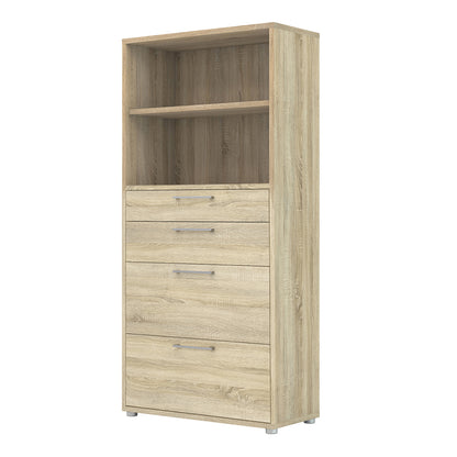 prima bookcase 1 shelf with 2 drawers 2 file drawers in oak