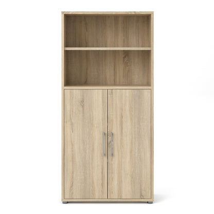 prima bookcase 3 shelves with 2 doors in oak
