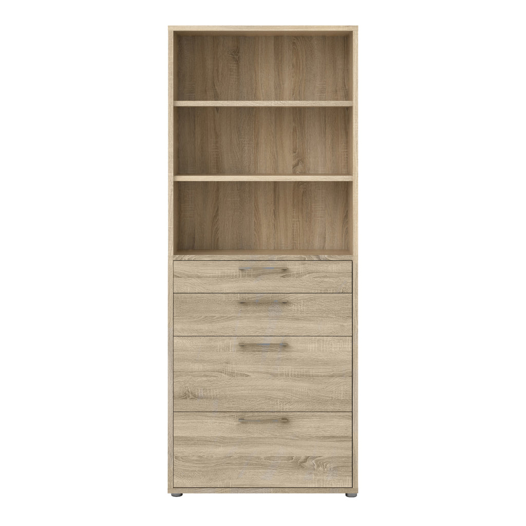 Prima bookcase 2 shelves with 2 drawers 2 file drawers in oak