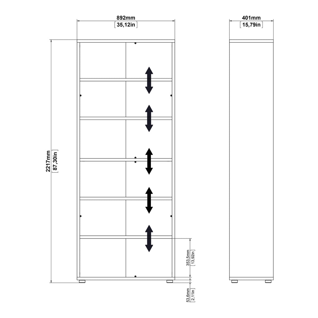 Prima bookcase 2 shelves with 2 drawers 2 file drawers in oak