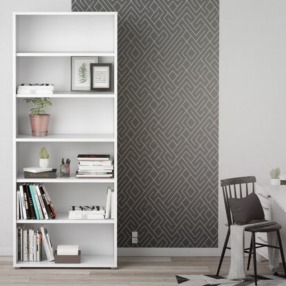 prima bookcase 5 shelves in white