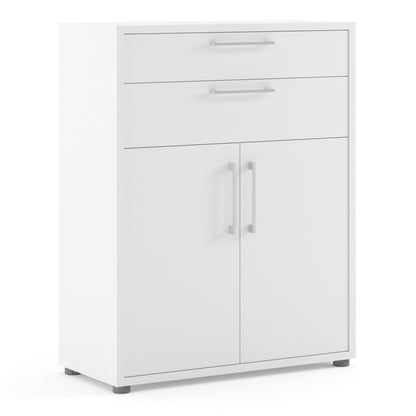 prima bookcase 1 shelf with 2 drawers 2 doors in white