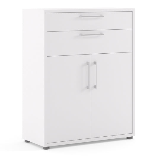 prima bookcase 1 shelf with 2 drawers 2 doors in white