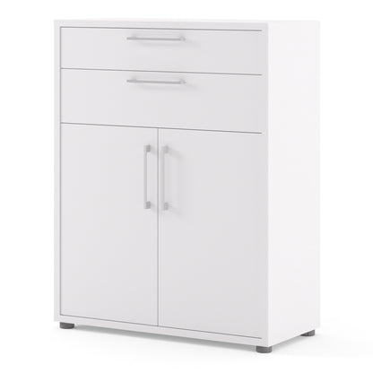 prima bookcase 1 shelf with 2 drawers 2 doors in white