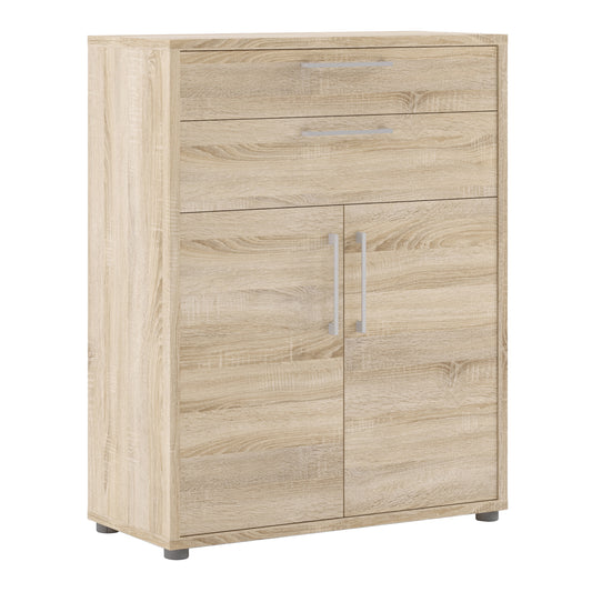 prima bookcase 1 shelf with 2 drawers 2 doors in oak