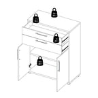 Prima bookcase 1 shelf with 2 drawers 2 doors in oak