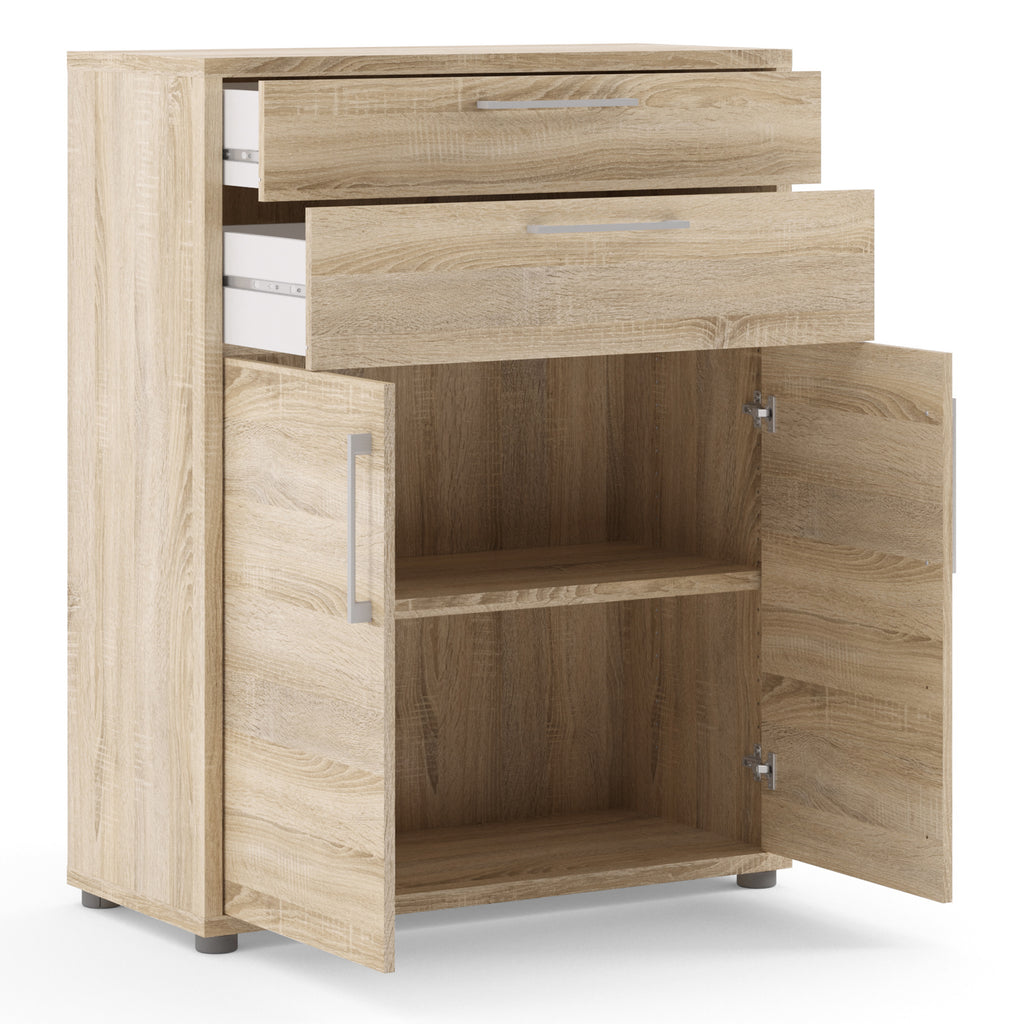 Prima bookcase 1 shelf with 2 drawers 2 doors in oak