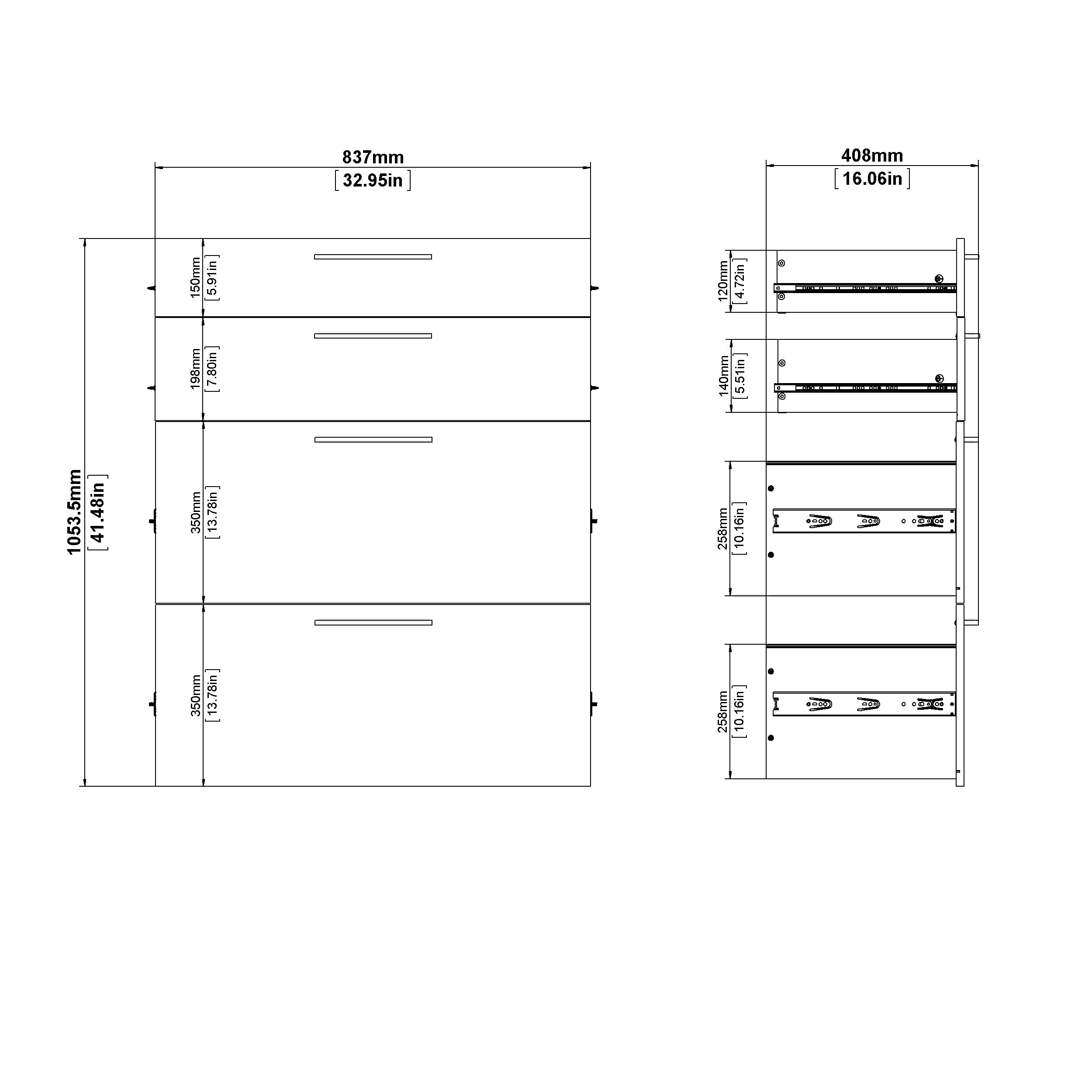 Prima office storage with 2 drawers 2 file drawers in oak
