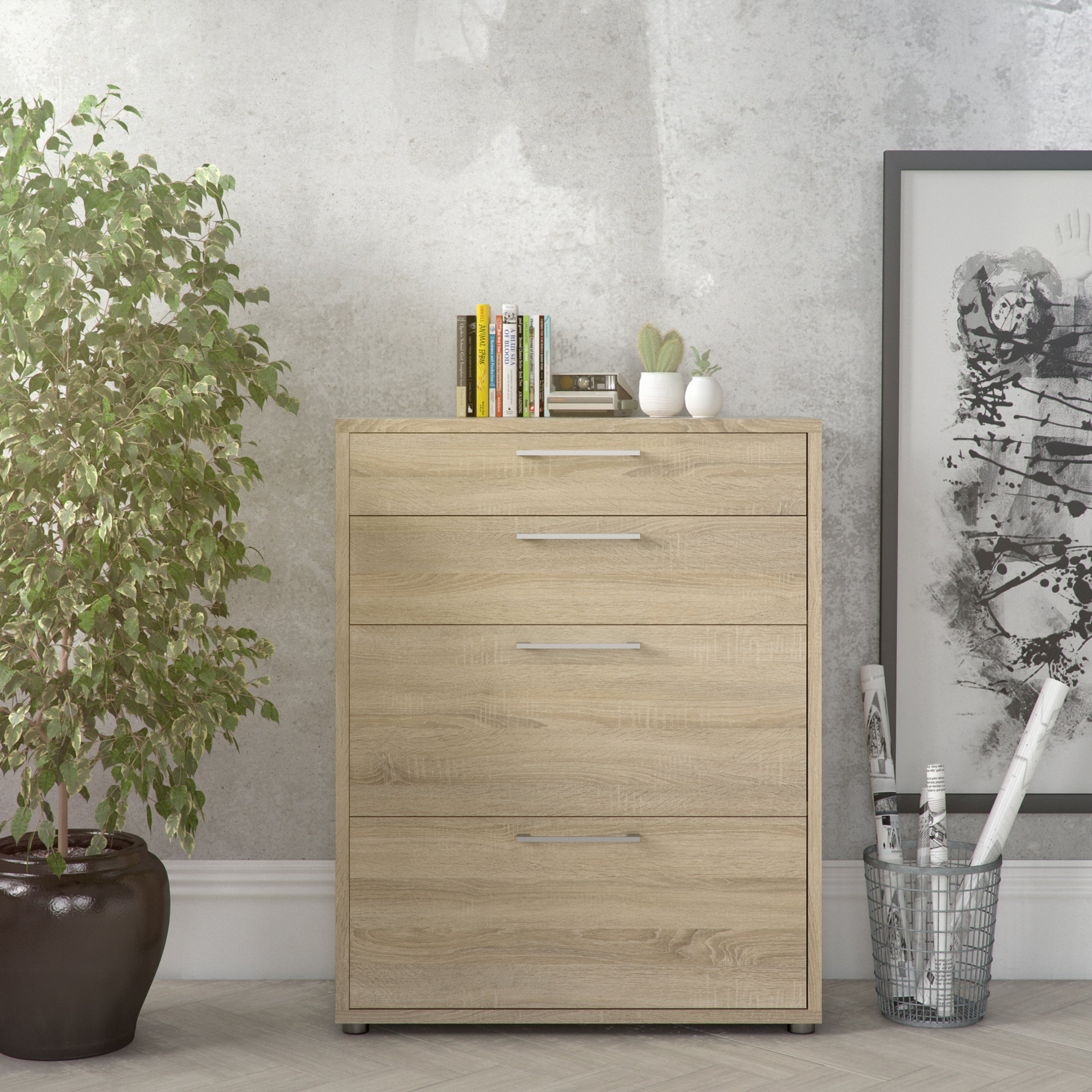 Prima office storage with 2 drawers 2 file drawers in oak
