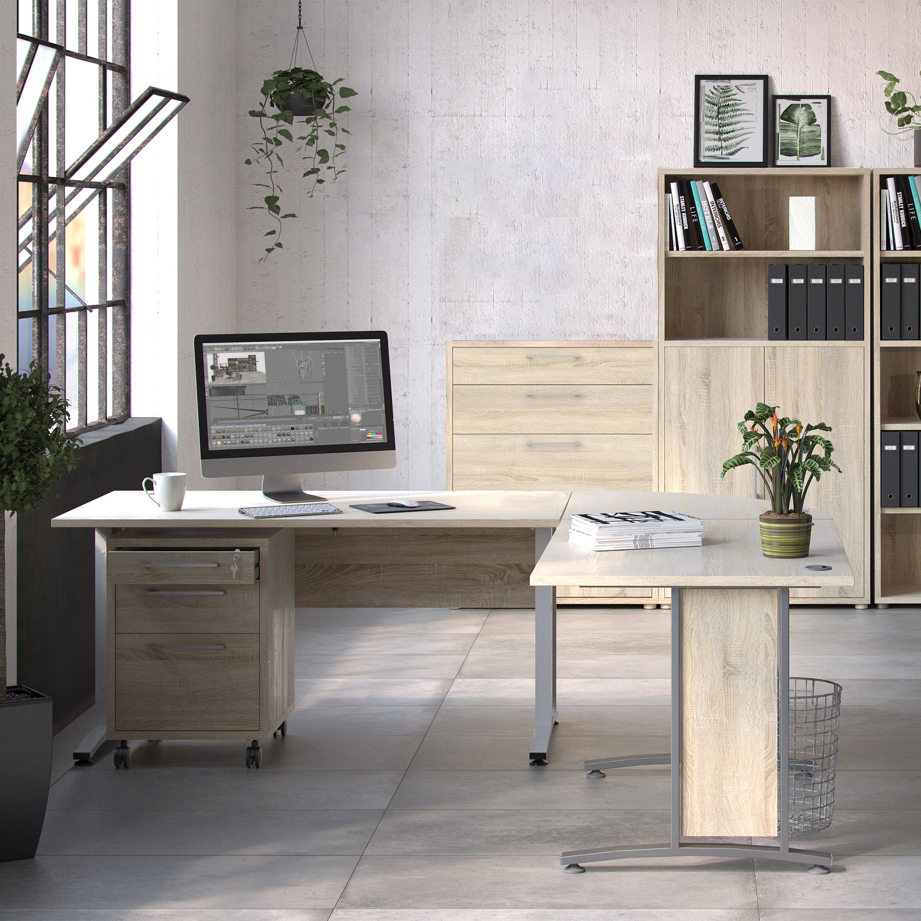 Prima office storage with 2 drawers 2 file drawers in oak