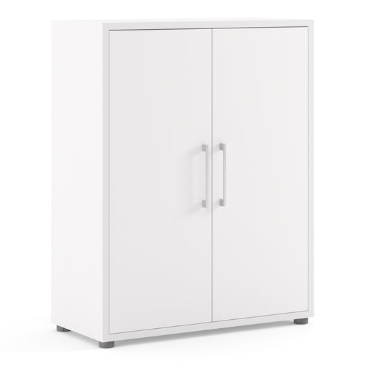 prima bookcase 2 shelves with 2 doors in white