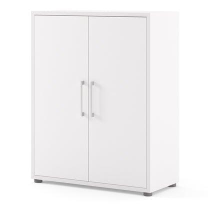 prima bookcase 2 shelves with 2 doors in white
