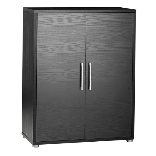 prima bookcase 2 shelves with 2 doors in black woodgrain