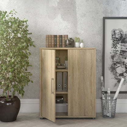 prima bookcase 2 shelves with 2 doors in oak