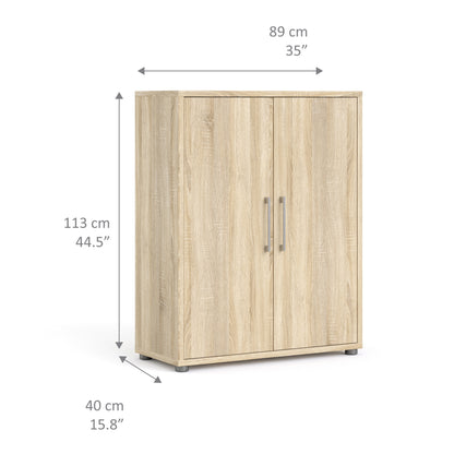 prima bookcase 2 shelves with 2 doors in oak