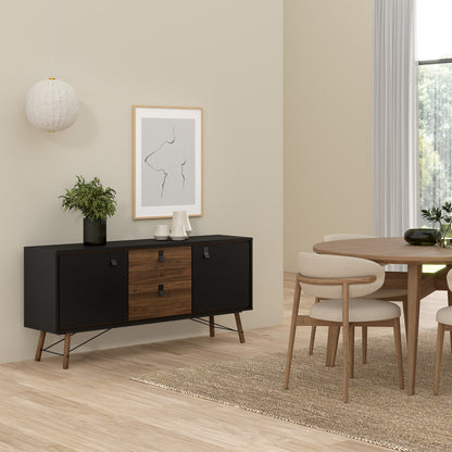 ry sideboard 2 doors 2 drawers in matt black walnut