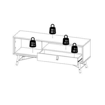 ry tv unit 1 door 1 drawer in matt black walnut
