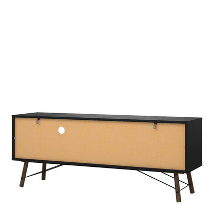 ry tv unit 1 door 1 drawer in matt black walnut