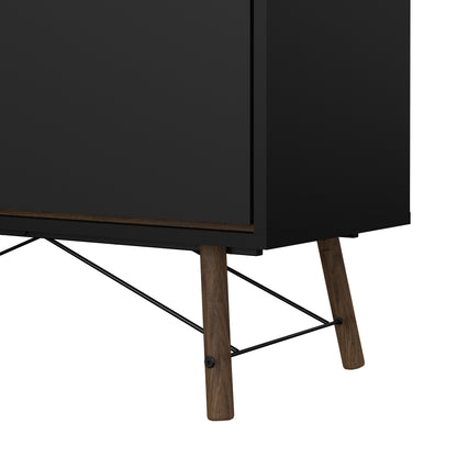 ry china cabinet 1 door 1 glass door 1 drawer in matt black walnut