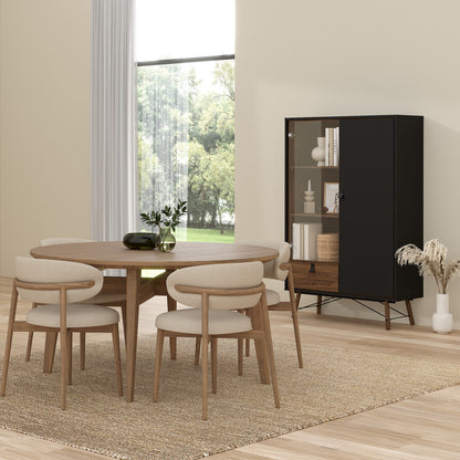 ry china cabinet 1 door 1 glass door 1 drawer in matt black walnut
