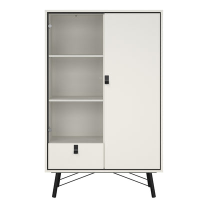 ry china cabinet 1 door 1 glass door 1 drawer in matt white