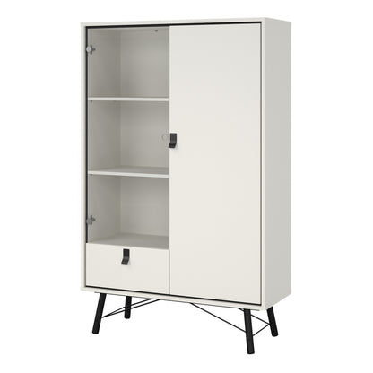 ry china cabinet 1 door 1 glass door 1 drawer in matt white