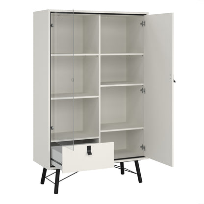 ry china cabinet 1 door 1 glass door 1 drawer in matt white