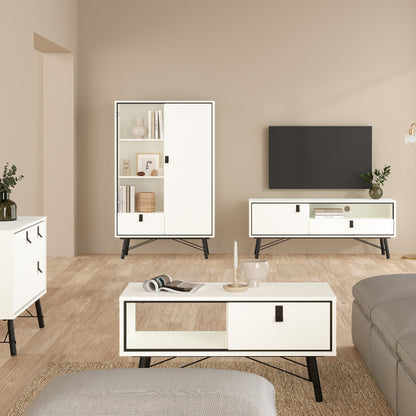 ry china cabinet 1 door 1 glass door 1 drawer in matt white