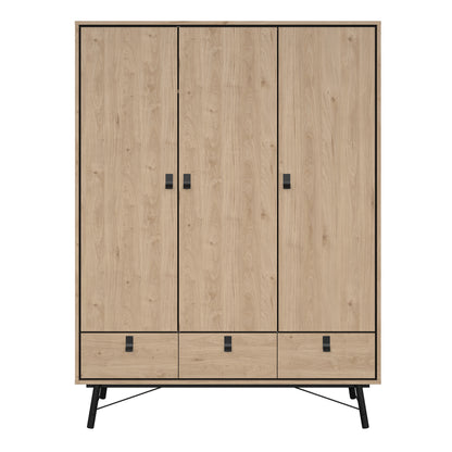 ry wardrobe 3 doors 3 drawers in jackson hickory oak