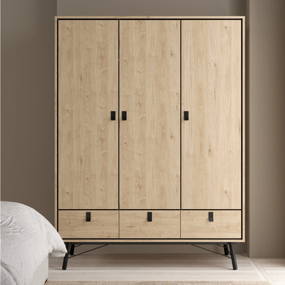 ry wardrobe 3 doors 3 drawers in jackson hickory oak