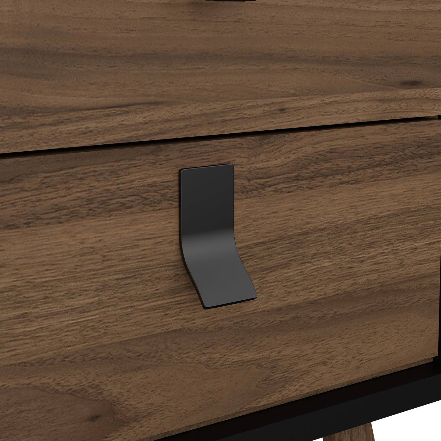 ry bedside cabinet 2 drawer in matt black walnut