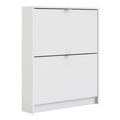 Shoes shoe cabinet 2 flip down doors and 1 layer in white