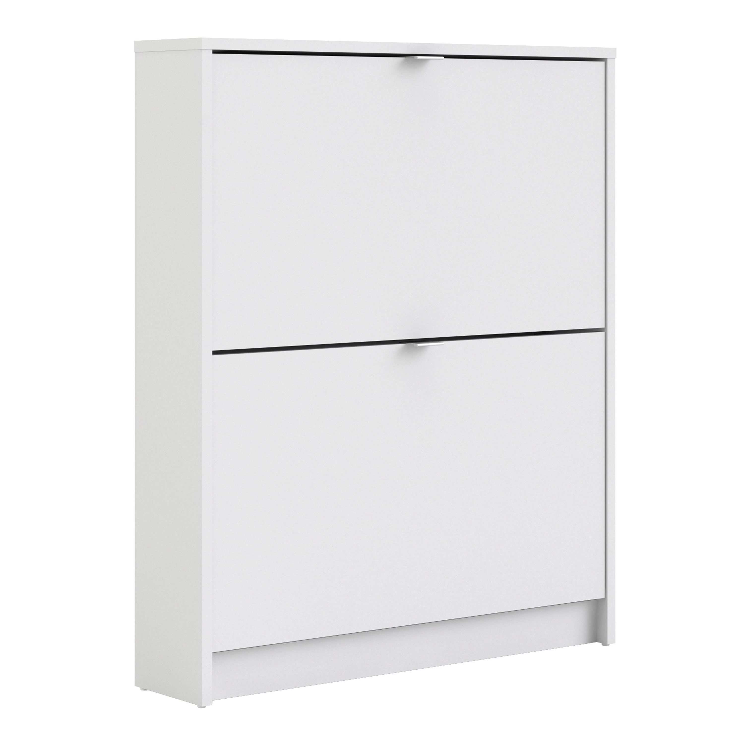 Shoes shoe cabinet 2 flip down doors and 1 layer in white