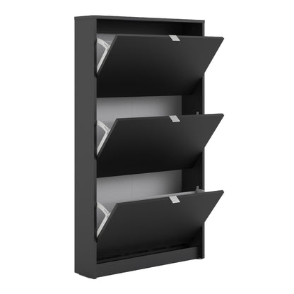 shoes shoe cabinet 3 flip down doors and 1 layer in matt black