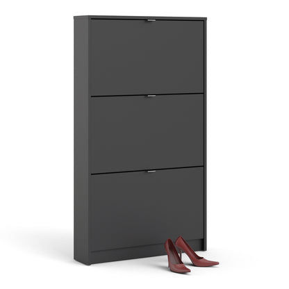 shoes shoe cabinet 3 flip down doors and 1 layer in matt black