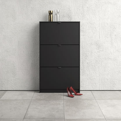 shoes shoe cabinet 3 flip down doors and 1 layer in matt black